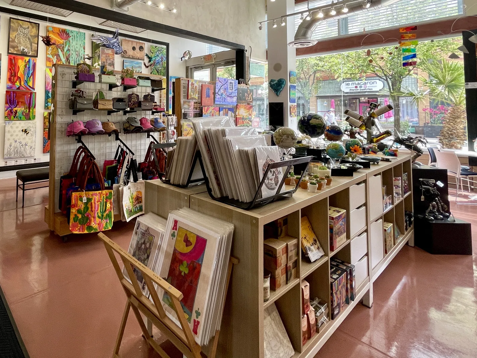Interior of The Tucson Gallery with local artwork and gifts on display.